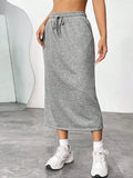 Adjustable Drawstring Slit Midi Skirt Casual - Southern Shores Clothing