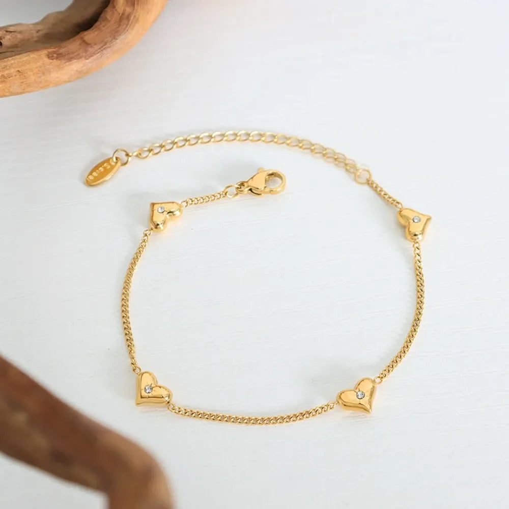 Durable Titanium Steel Zircon Heart Bracelet - Southern Shores Clothing