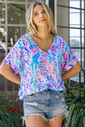V-Neck Short Sleeve Printed Stretch Casual T-Shirt - Southern Shores Clothing