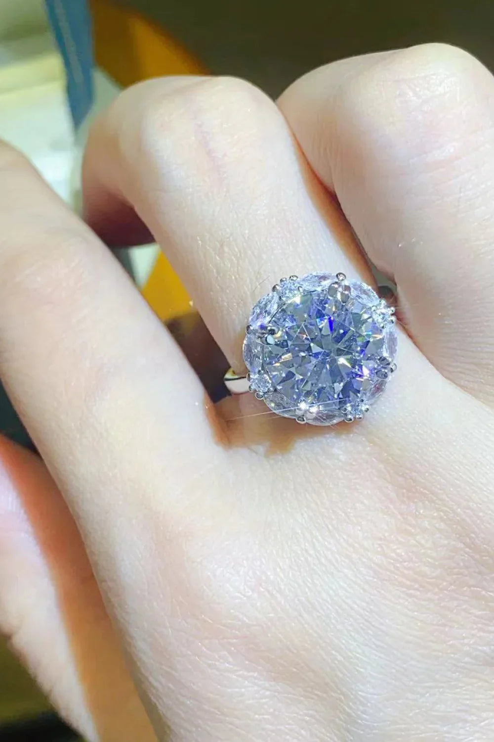5 Carat Moissanite Sterling Silver Ring With Zircon Accents - Southern Shores Clothing