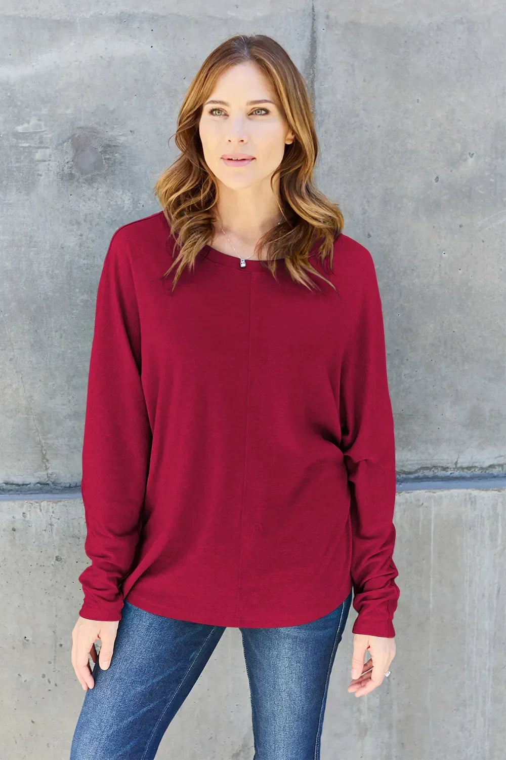 Basic Round Neck Long Sleeve T Shirt Top - Southern Shores Clothing