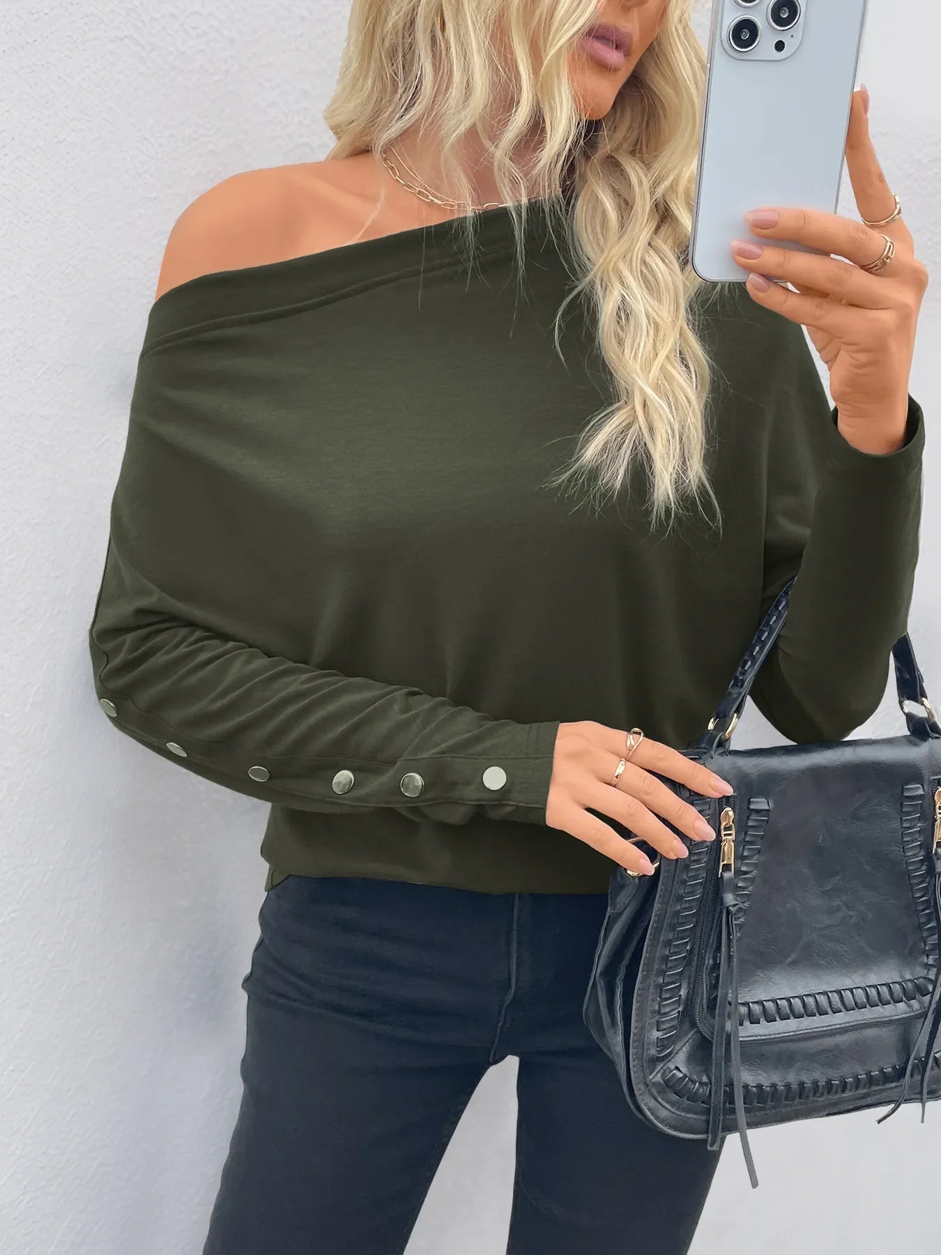 Asymmetrical Single Shoulder Long Sleeve Shirt - Southern Shores Clothing