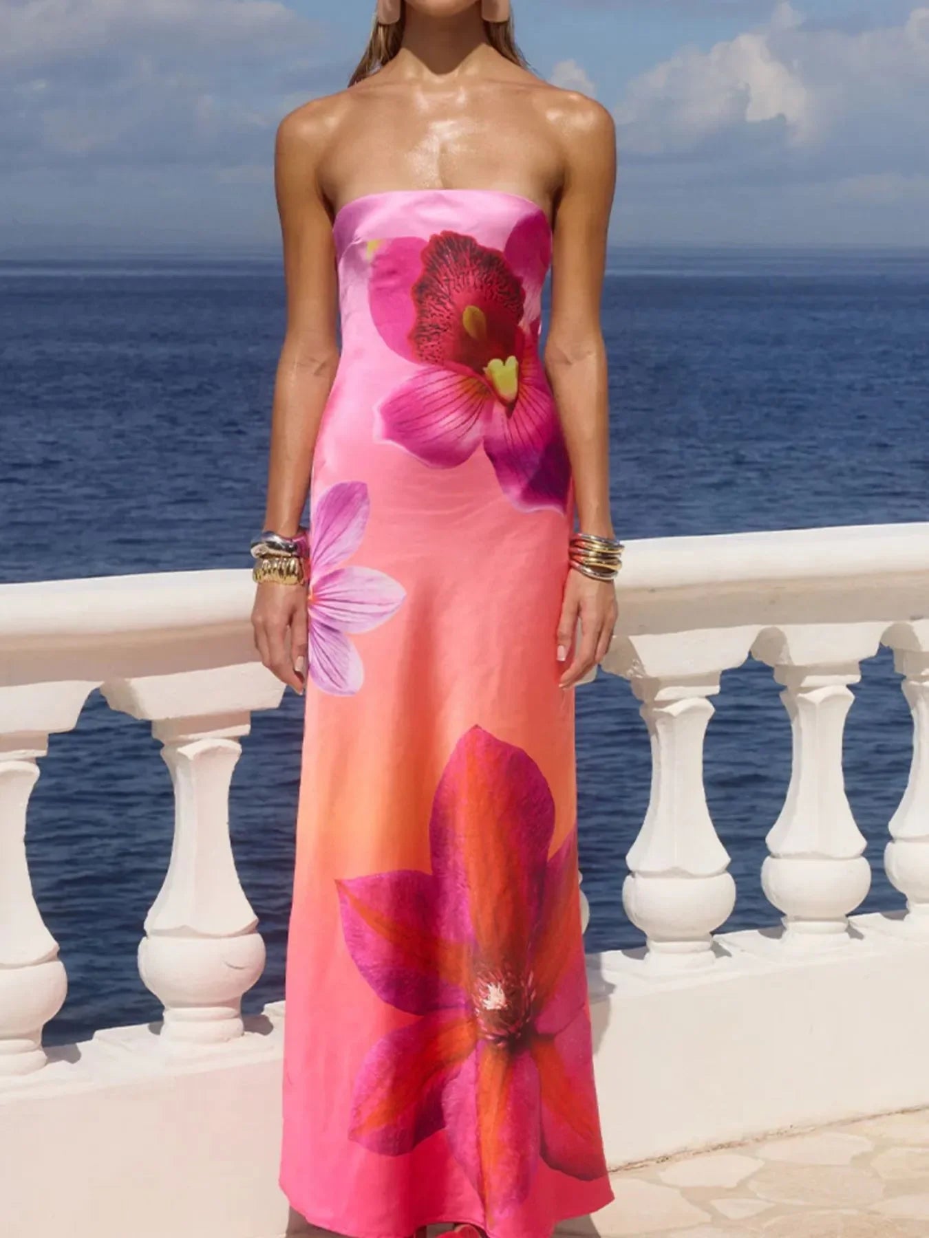 Printed Tube Maxi Magnolia Dress Sundress - Southern Shores Clothing