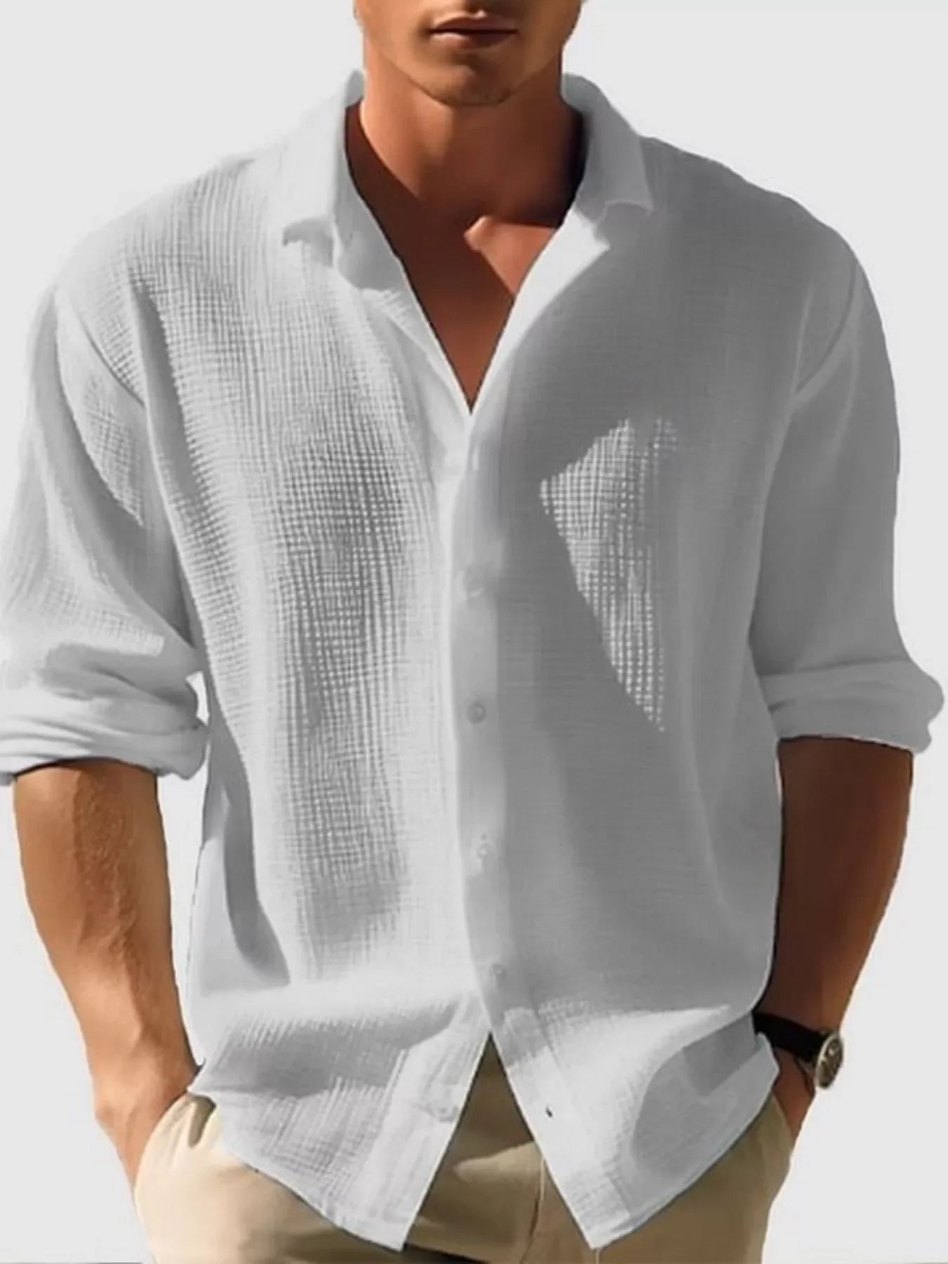 Plus Size Cotton Button Up Long Sleeve Shirt - Southern Shores Clothing