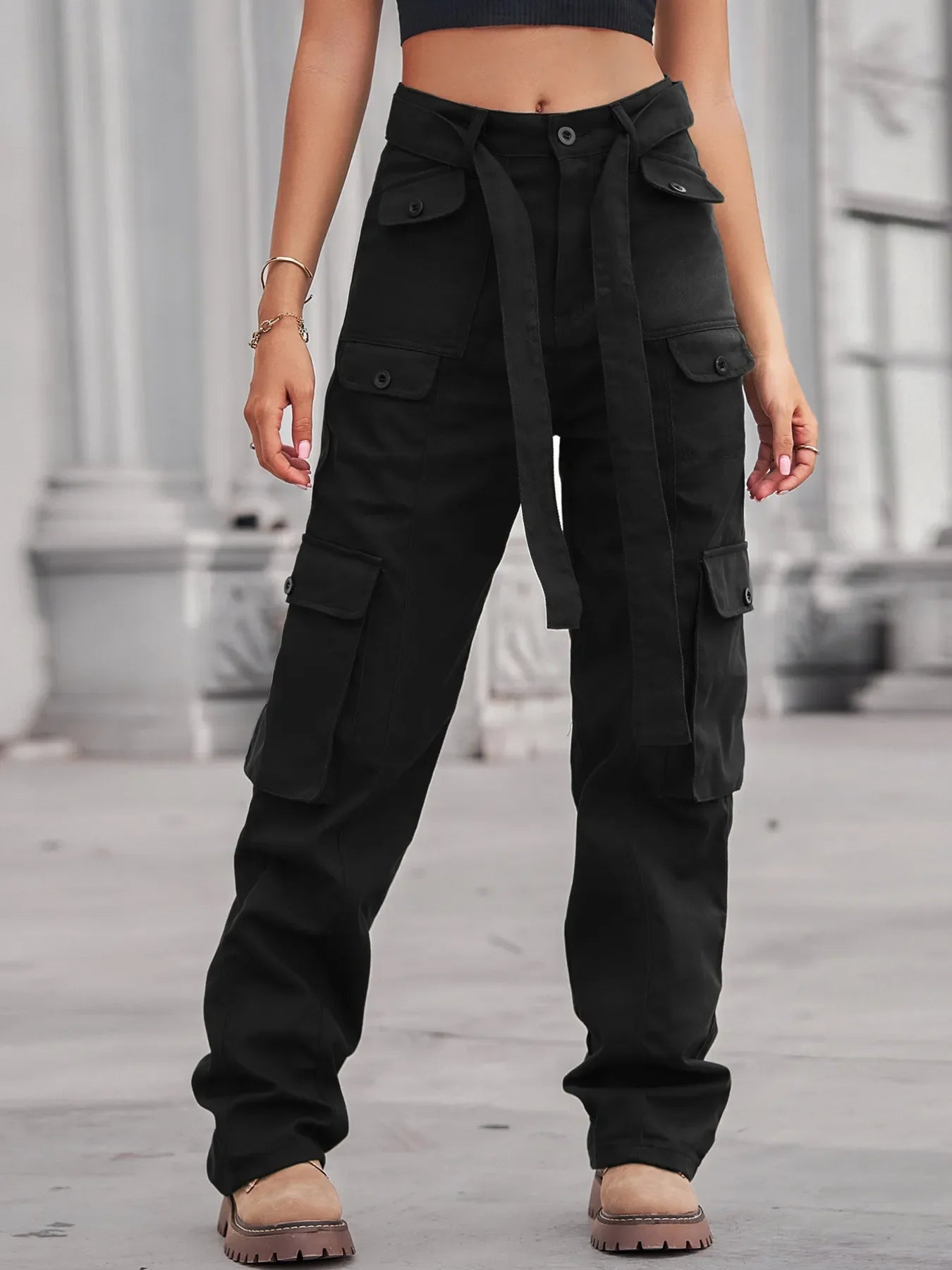 Charleston Inspired High-Waisted Multi-Pocket Cargo Jeans - Southern Shores Clothing