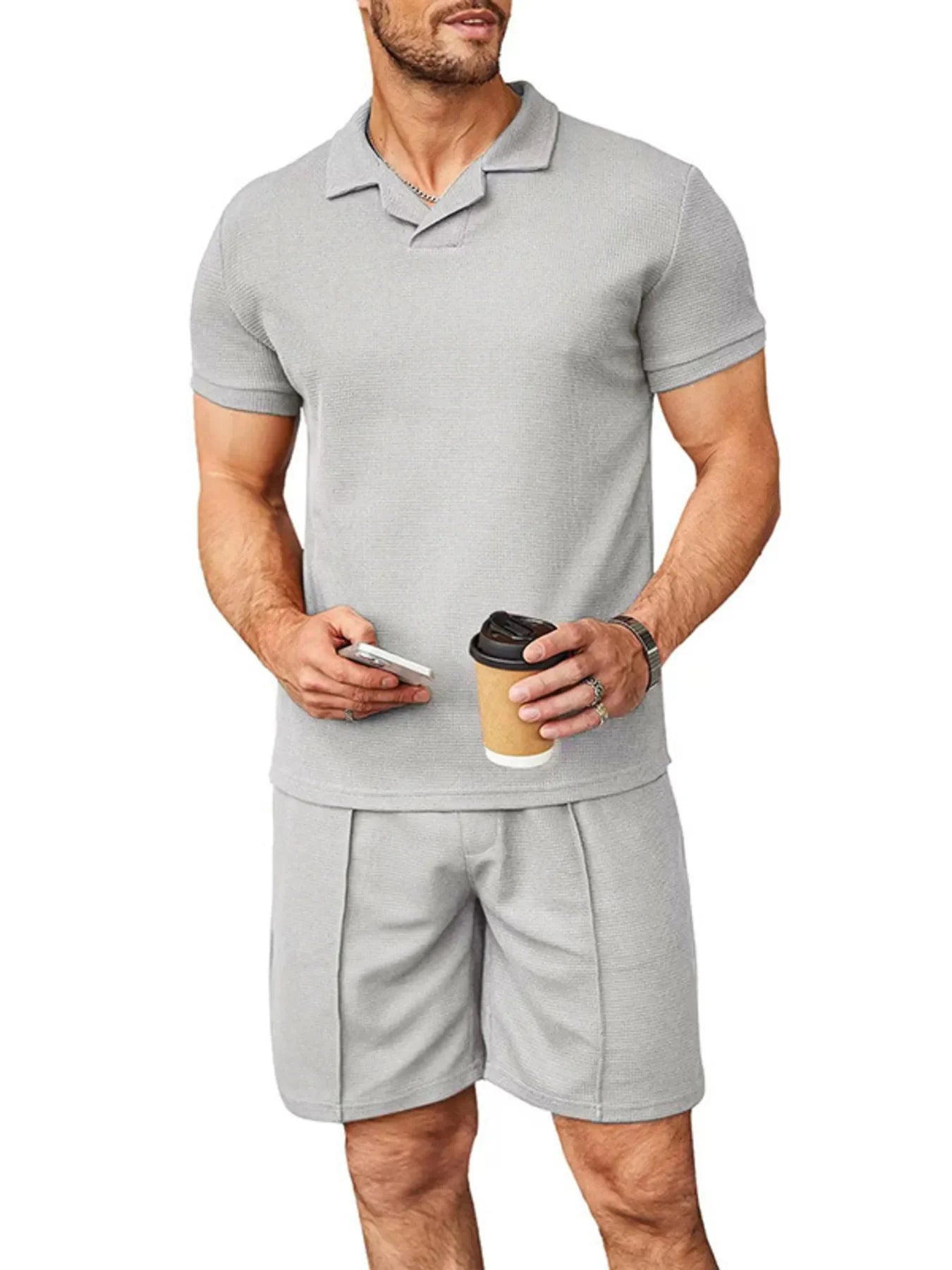 Men's Plus Size Short Sleeve Top and Shorts Set - Southern Shores Clothing