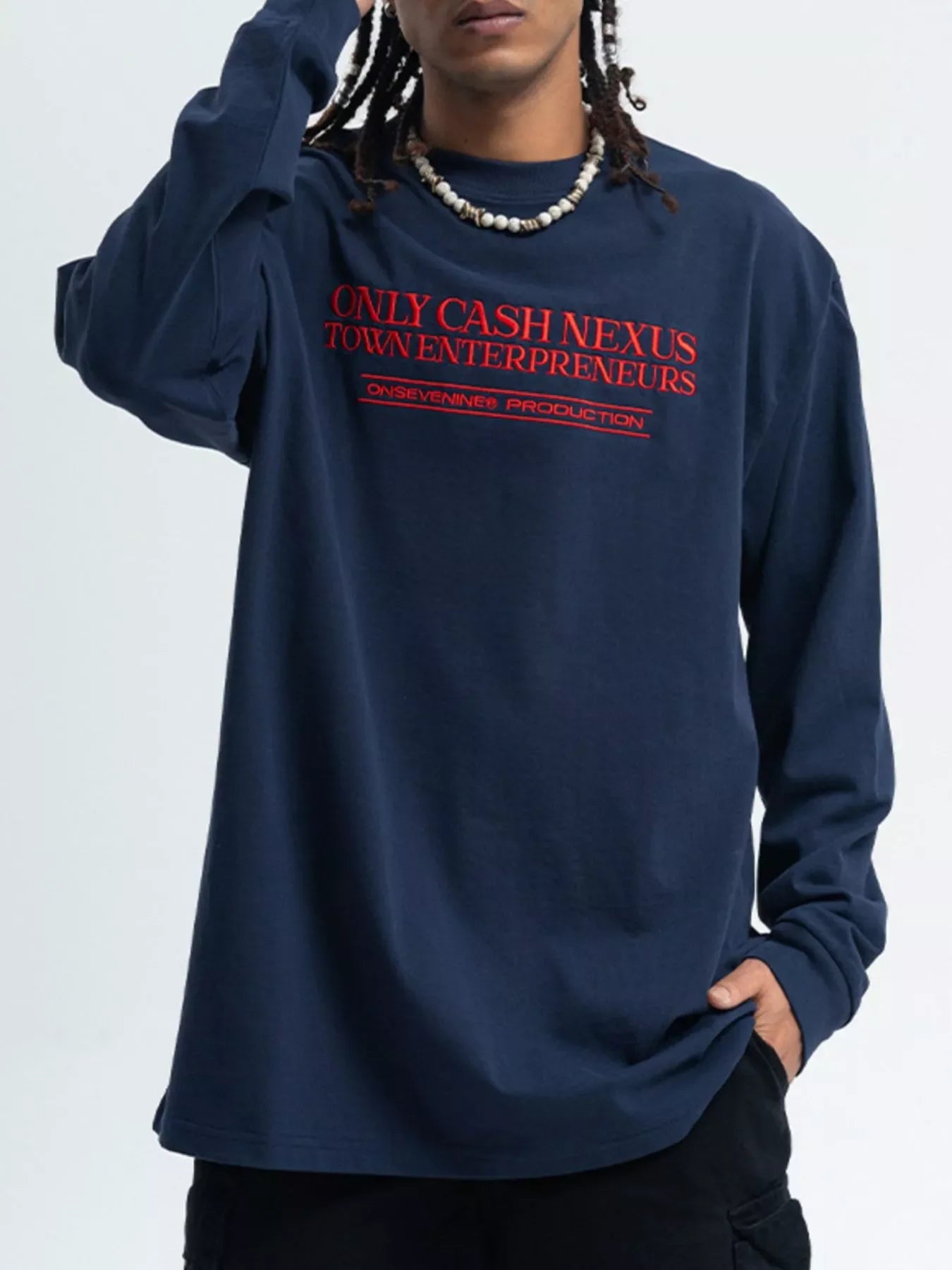 Letter Long Sleeve Stretch Tee Cotton Blend - Southern Shores Clothing