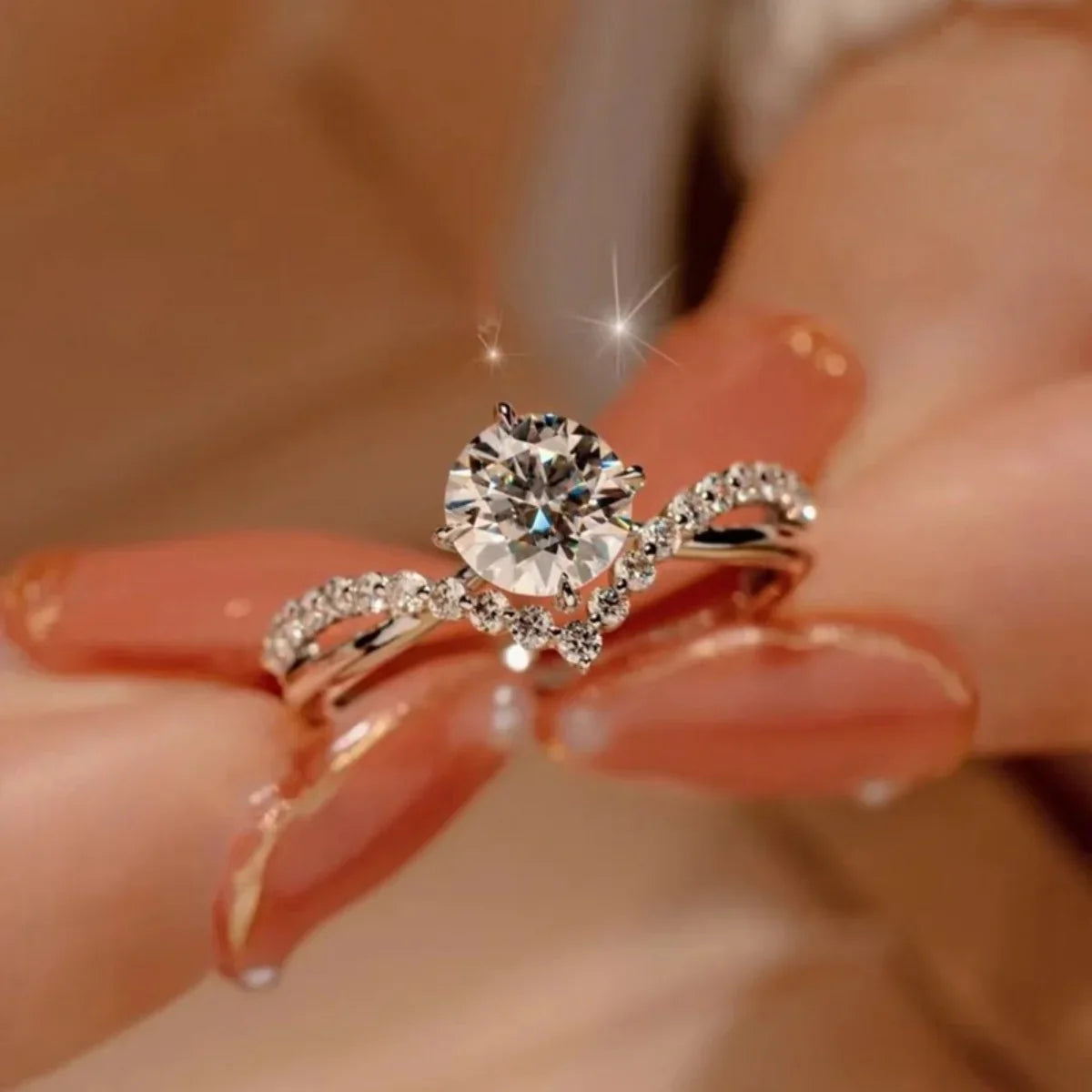 Elegant Moissanite Ring In Sterling Silver With Pave Band - Southern Shores Clothing