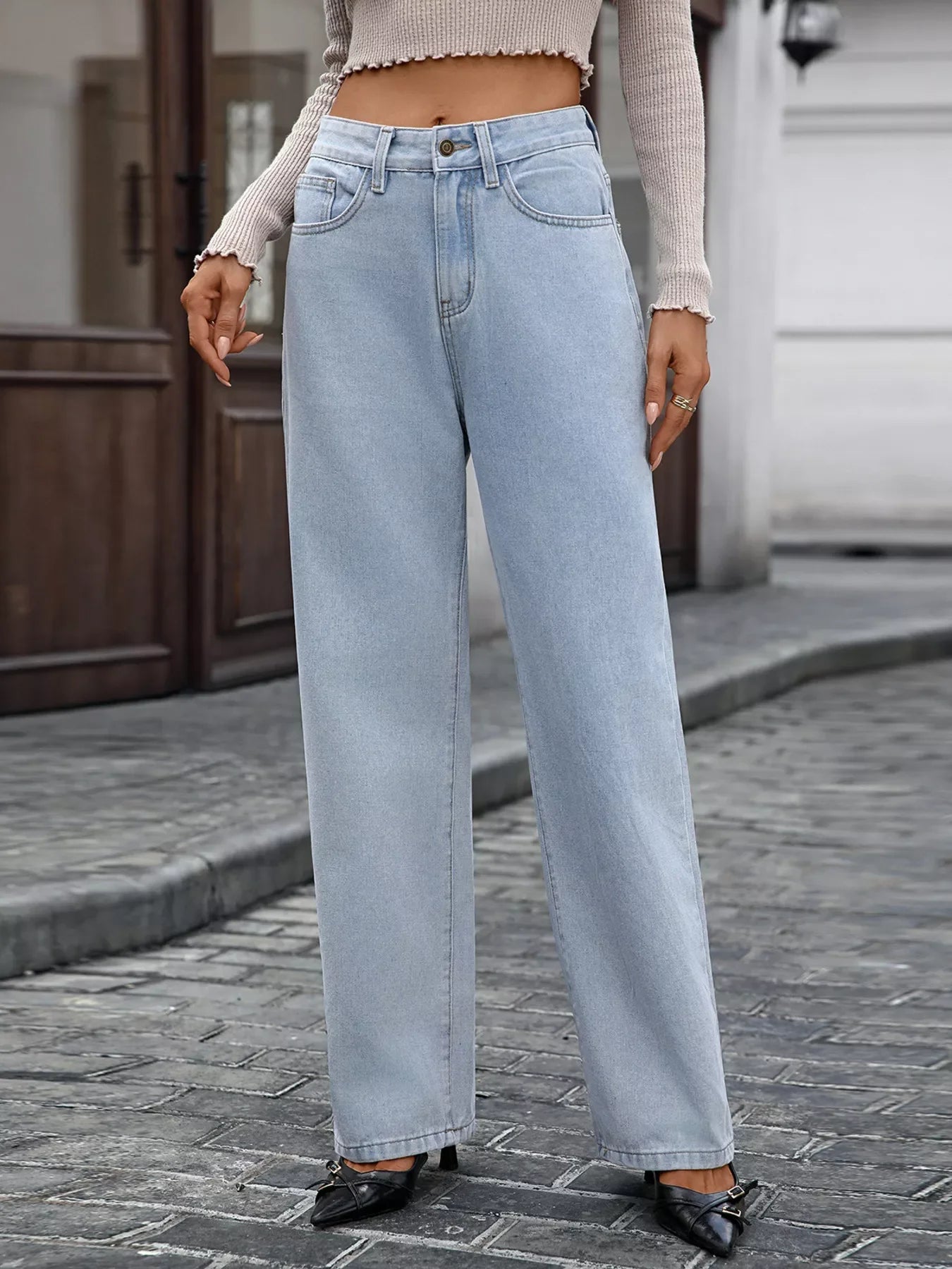 Coastal Inspired High Waisted Wide Leg Jeans With Pockets - Southern Shores Clothing