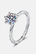 1 Carat Moissanite Sterling Silver Twisted Ring - Southern Shores Clothing
