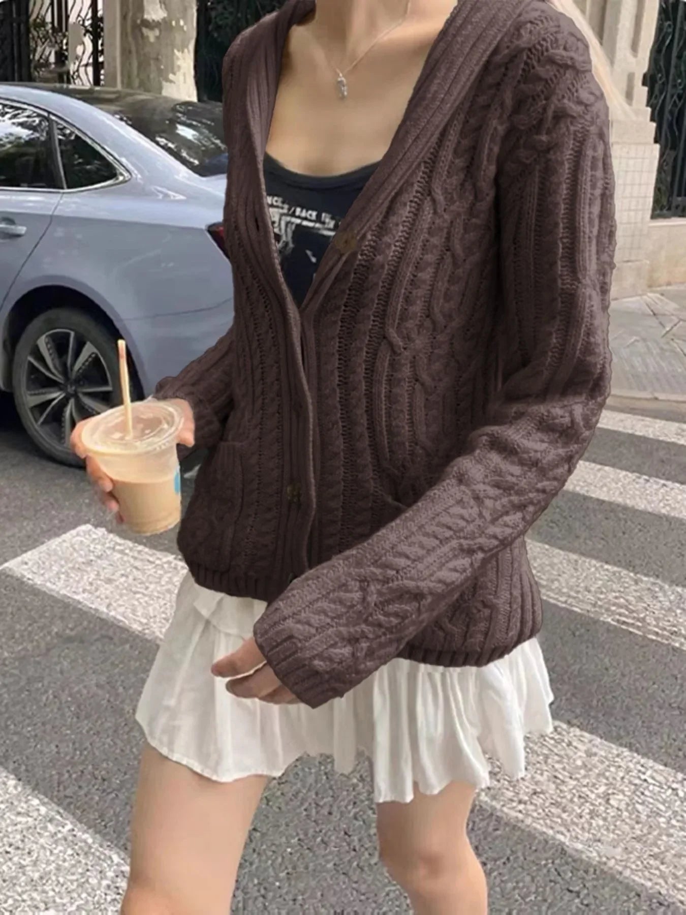 Cozy Cable Knit Button Up Cardigan Acrylic - Southern Shores Clothing