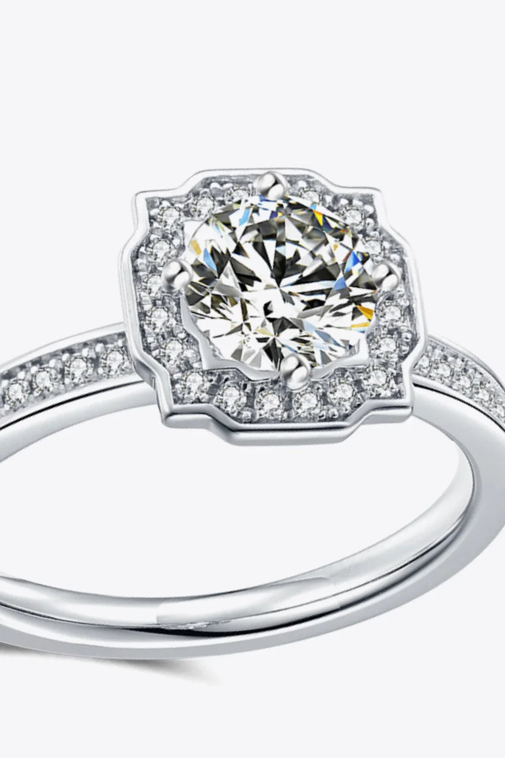 1 Carat Moissanite Platinum-Plated Ring Halo Zircons - Southern Shores Clothing