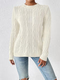 Cable Knit Round Neck Sweater With Stretch - Southern Shores Clothing