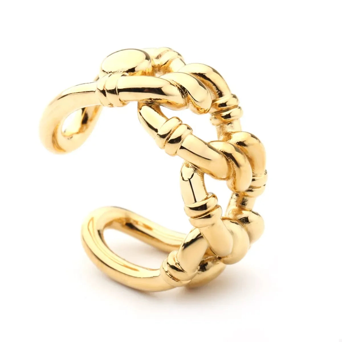 Adjustable 18K Gold-Plated Chain Link Open Ring - Southern Shores Clothing