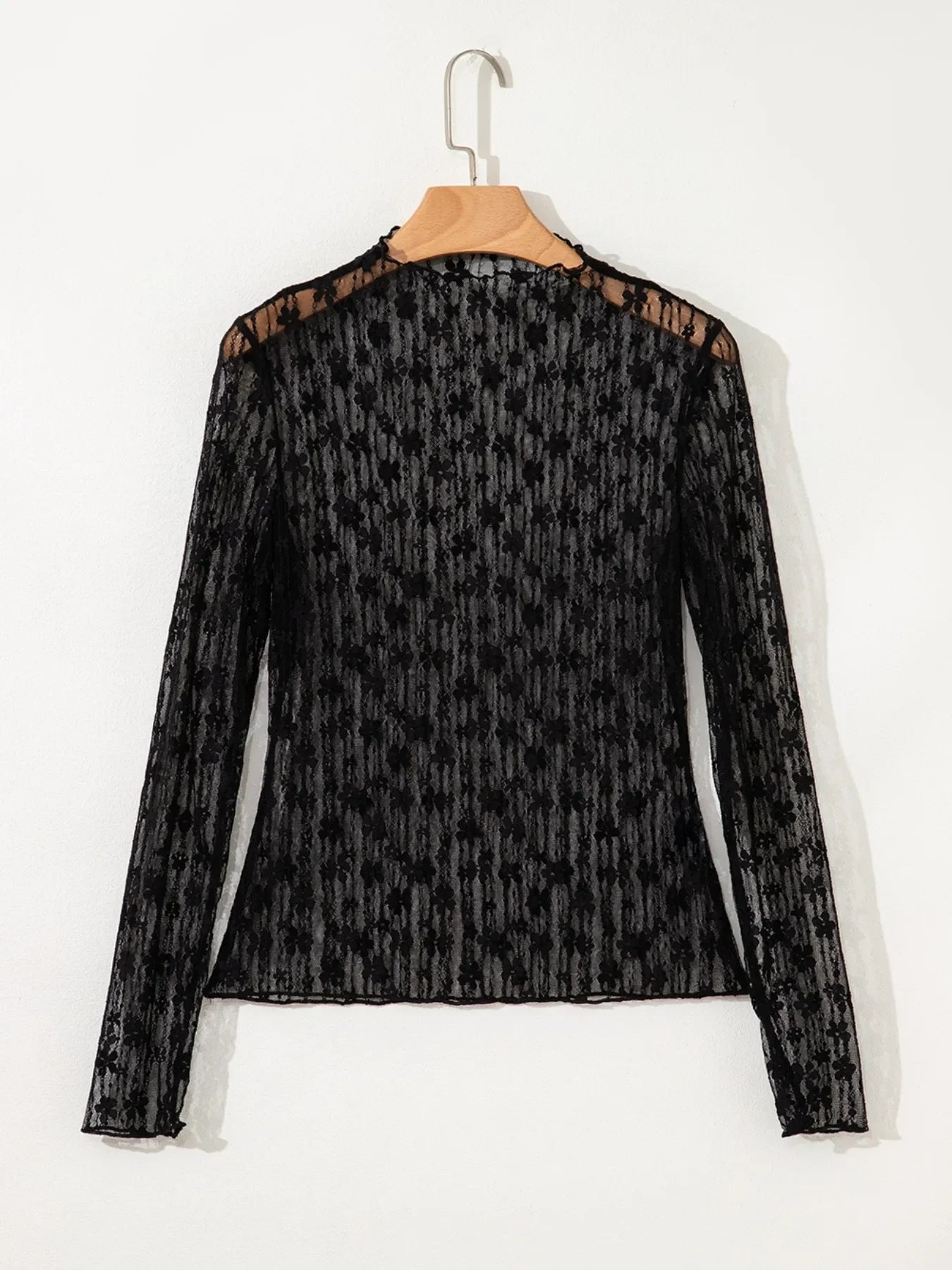 Lace See Through Long Sleeve Blouse With Sheer Detailing - Southern Shores Clothing