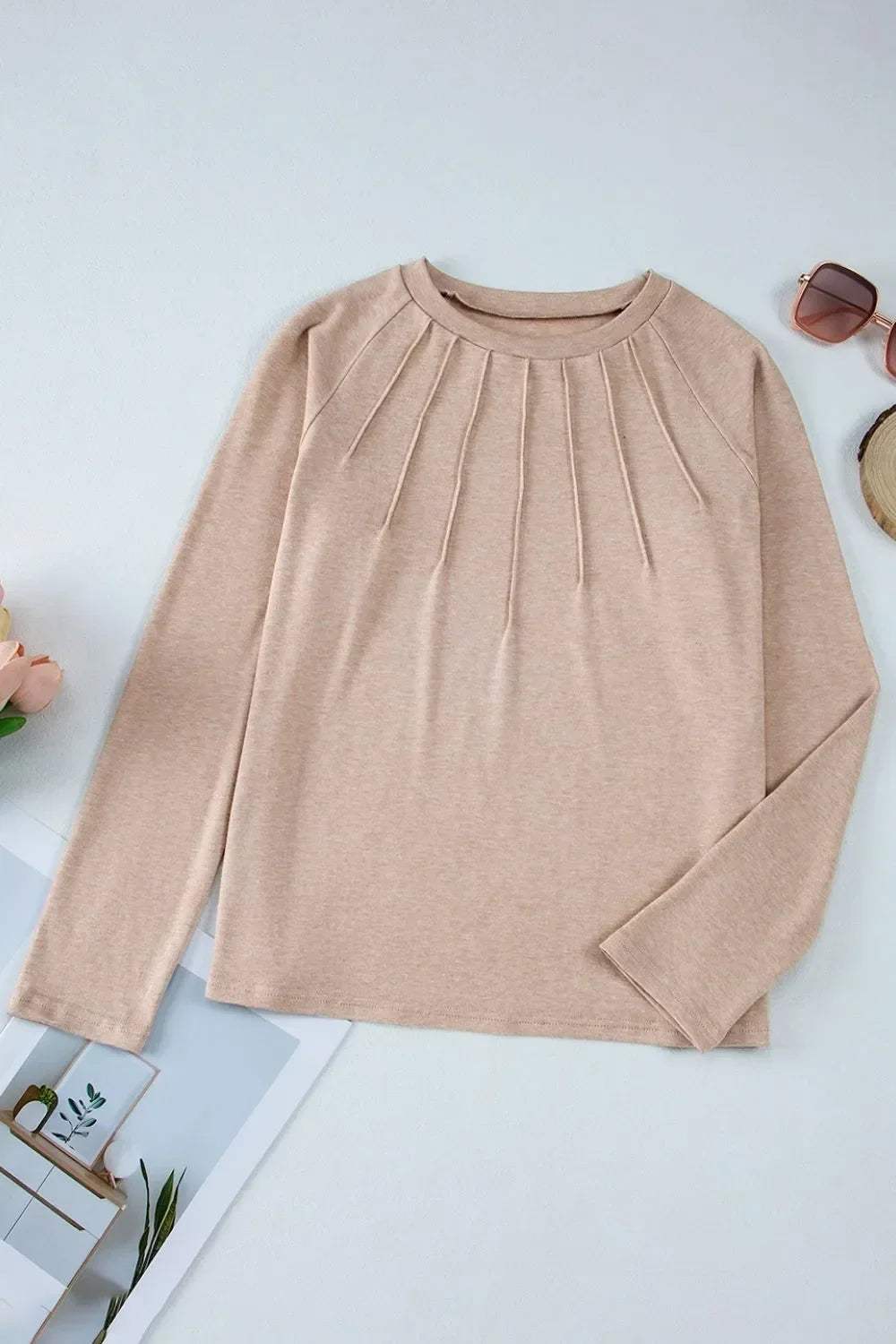 Texture Round Neck Long Sleeve T-Shirt - Southern Shores Clothing