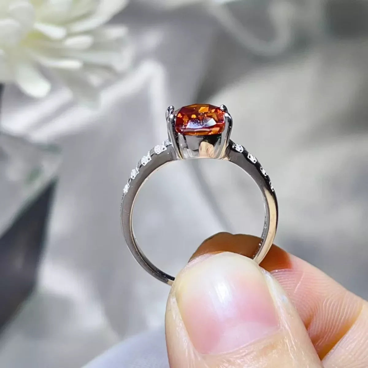 Oval Moissanite Ring In 925 Sterling Silver With Prong Setting - Southern Shores Clothing