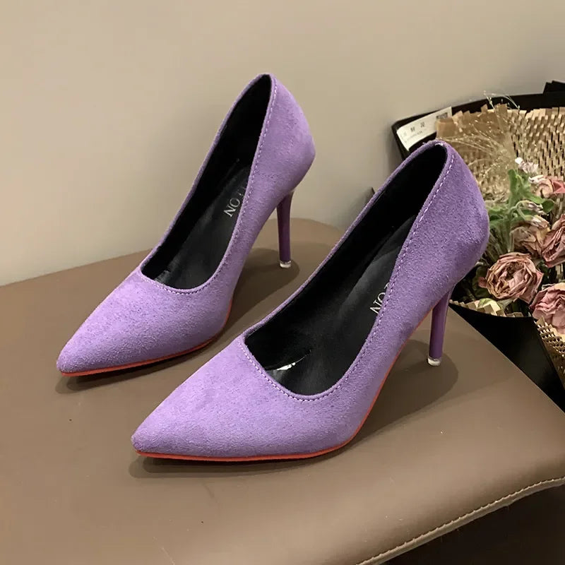 Point Toe Stiletto Pumps Suede Rubber High Heel - Southern Shores Clothing