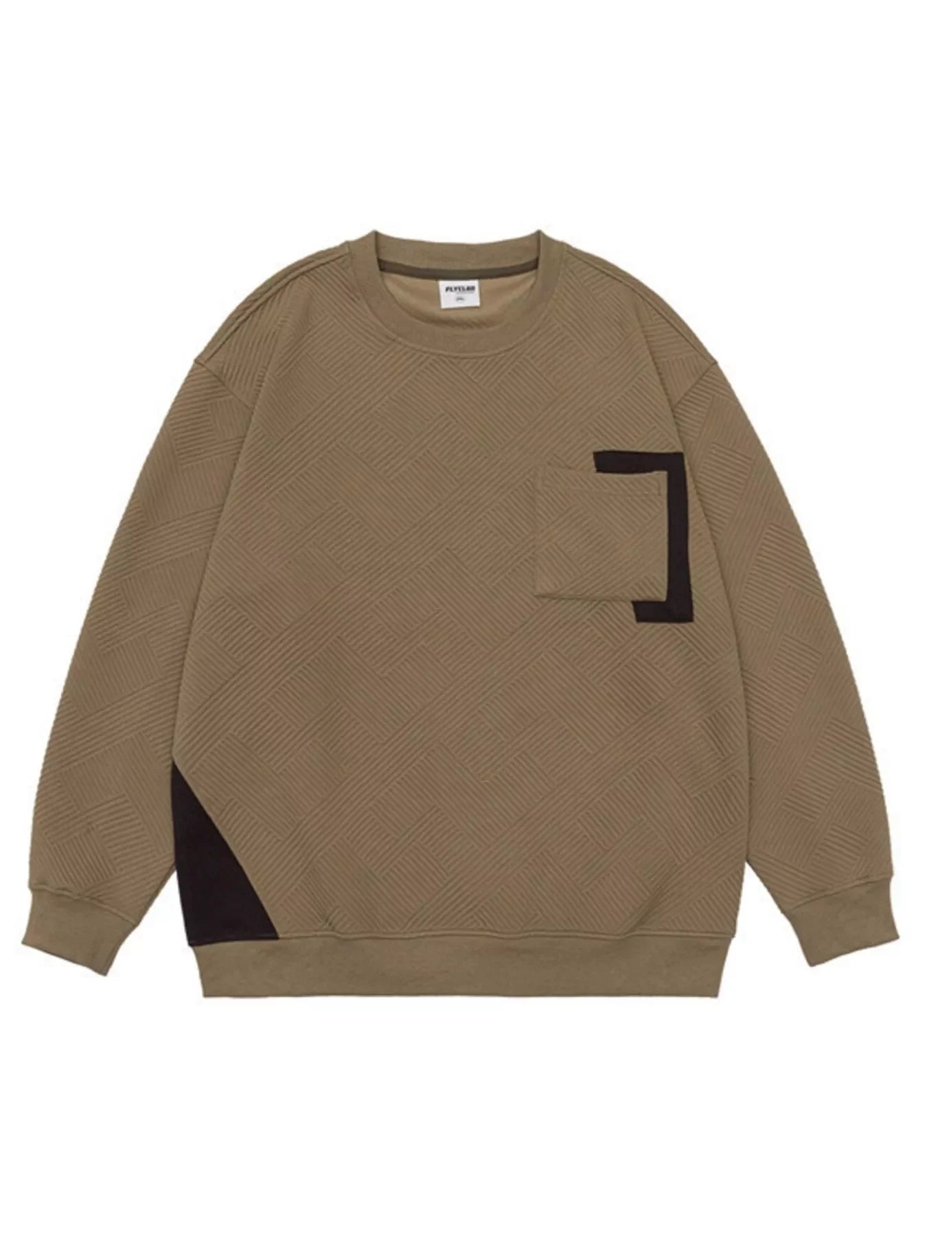 Plus Size Stretch Fabric Crew Neck Sweatshirt With Pocket