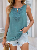 Lace Trim Sleeveless Tank Top With Intricate Lace Front - Southern Shores Clothing