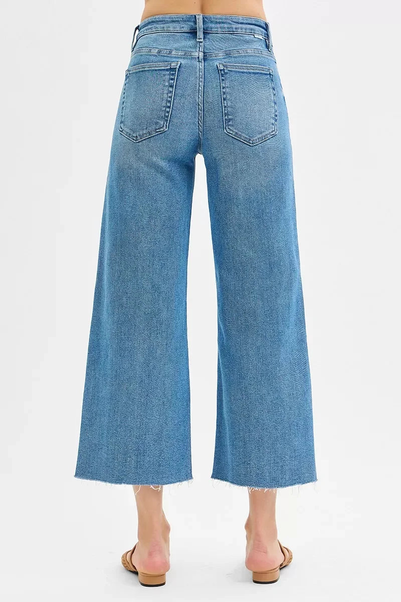 Tummy Control Mid Rise Crop Jeans With Wide Front Slits - Southern Shores Clothing