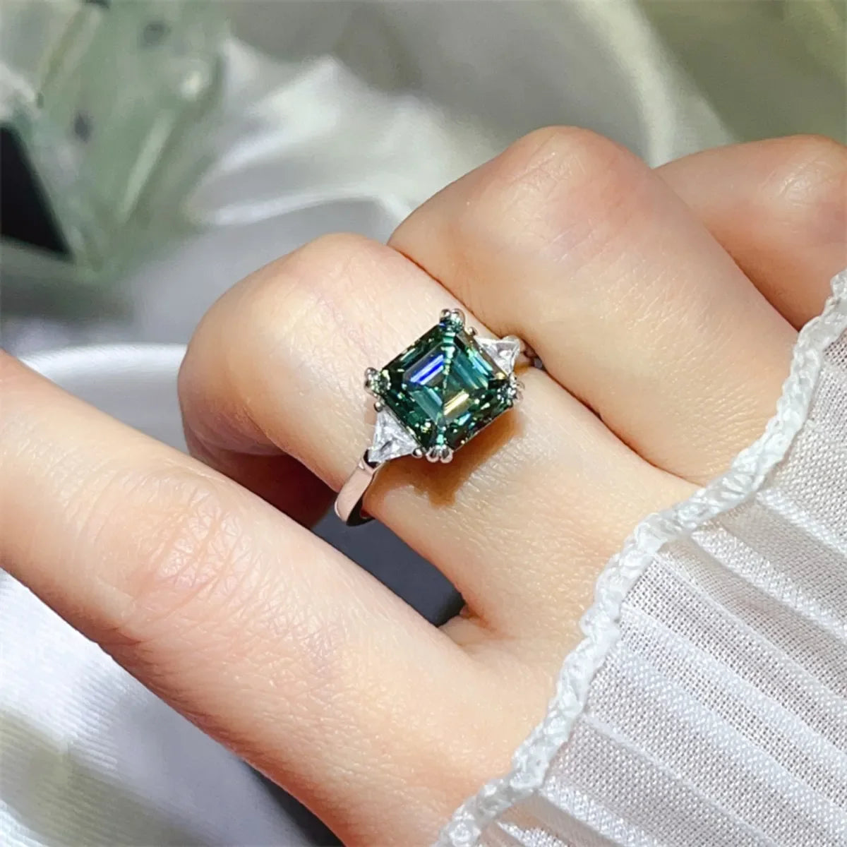 Moissanite Sterling Silver Ring, 3 Carat, Platinum Plated - Southern Shores Clothing