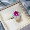 Three Carat Moissanite Ring In Sterling Silver With Halo Setting - Southern Shores Clothing