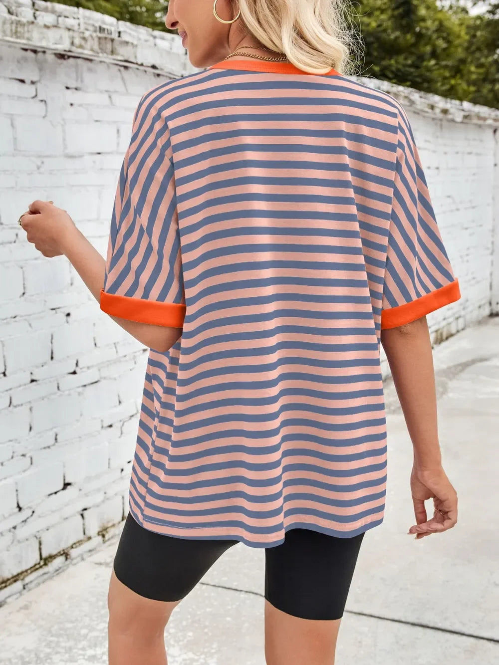 Lovelet Striped Round Neck Half Sleeve T-Shirt - Southern Shores Clothing