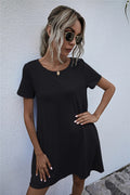 Round Neck Short Sleeve Mini Dress - Southern Shores Clothing