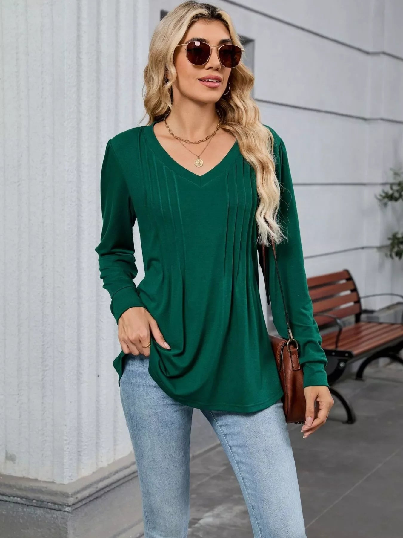 V-Neck Long Sleeve Relaxed Fit T-Shirt - Southern Shores Clothing