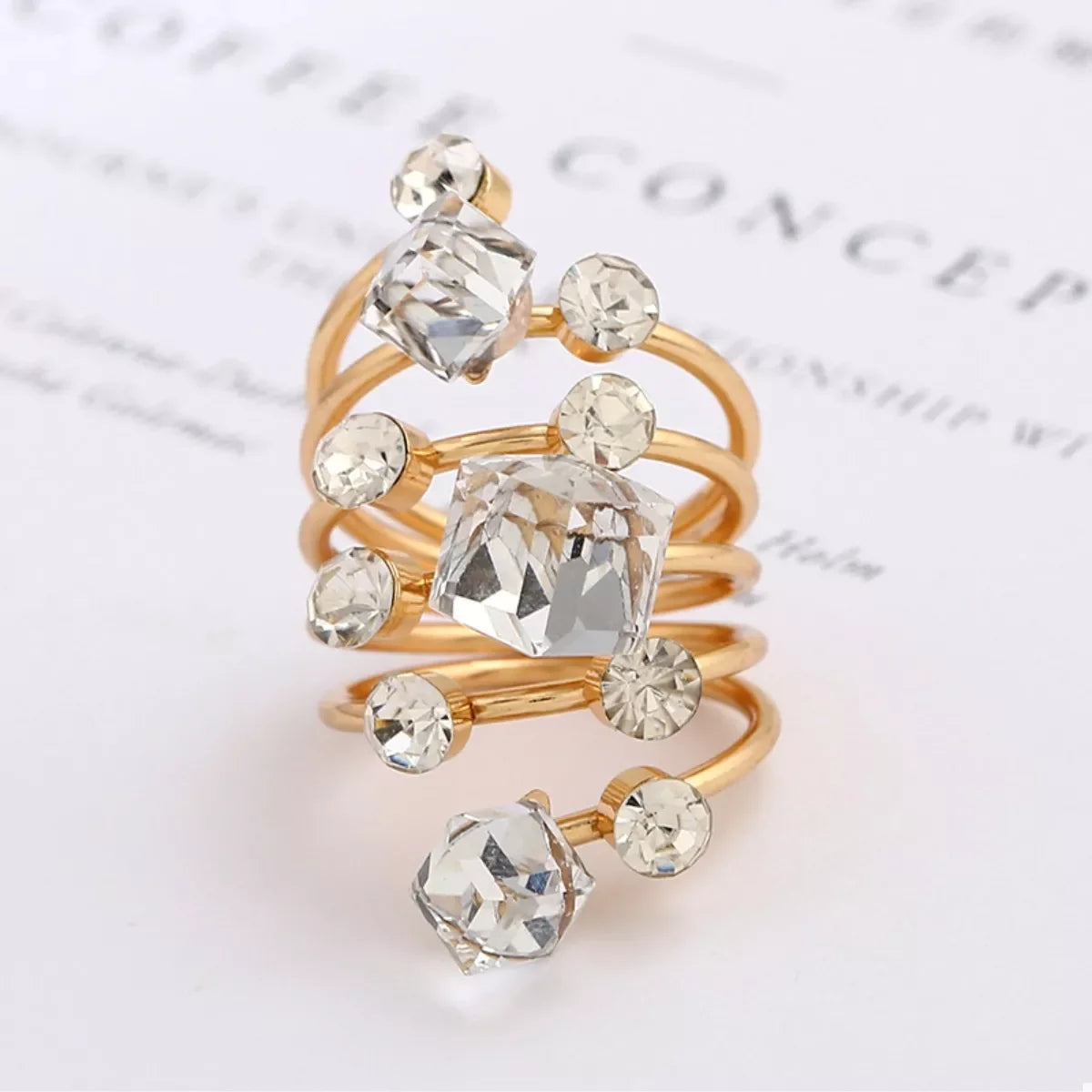 18K Gold-Plated Multi-Layer Crystal Ring - Southern Shores Clothing