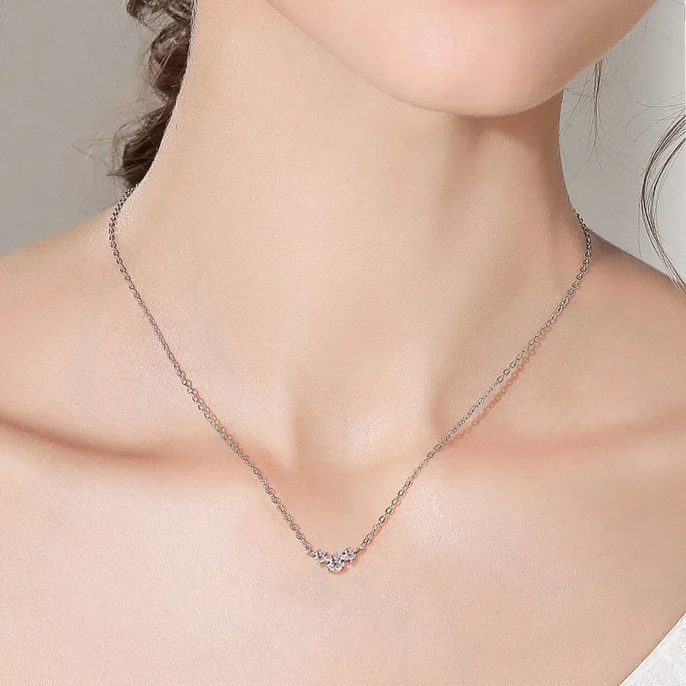 Sterling Silver Inlaid Moissanite Necklace For Everyday Wear - Southern Shores Clothing
