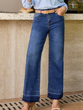 Coastal High Rise Loose Jeans With Raw Hem And Unique Cuffs - Southern Shores Clothing