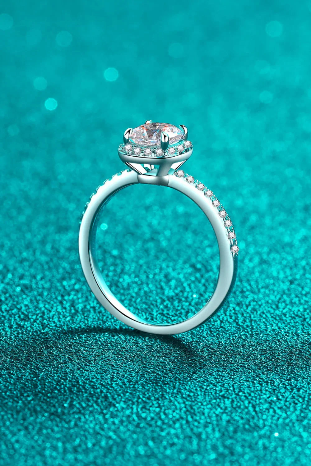 Minimalist 1 Carat Moissanite Halo Ring In Sterling Silver - Southern Shores Clothing