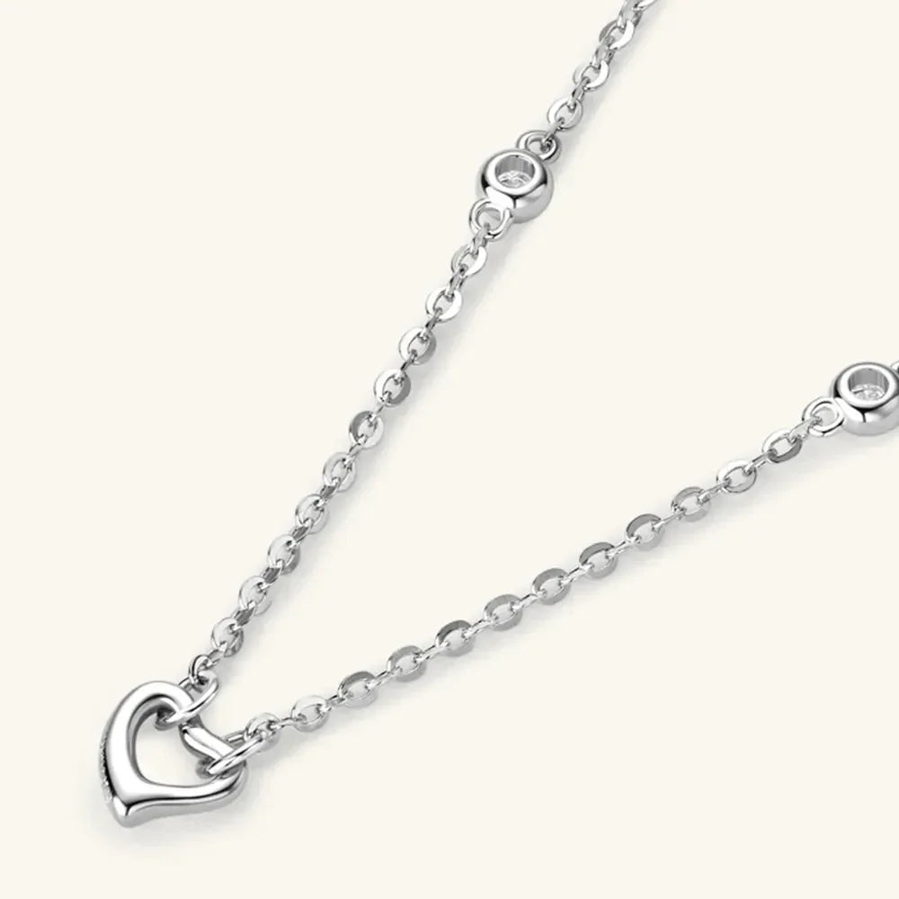 Moissanite Heart Necklace In Rose Gold Plated Sterling Silver - Southern Shores Clothing