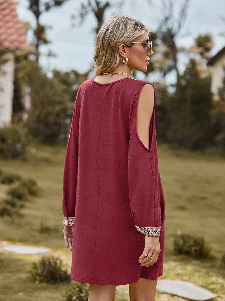 V-Neck Cutout Sleeve Mini Dress - Southern Shores Clothing