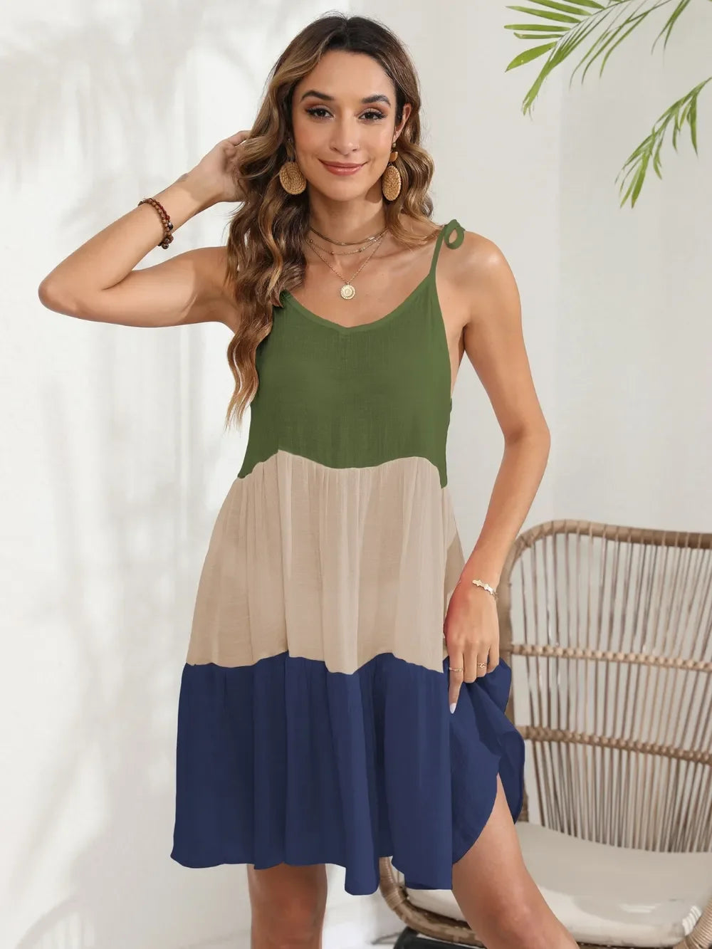 Spaghetti Strap Block Cover-Up for Beachwear - Southern Shores Clothing