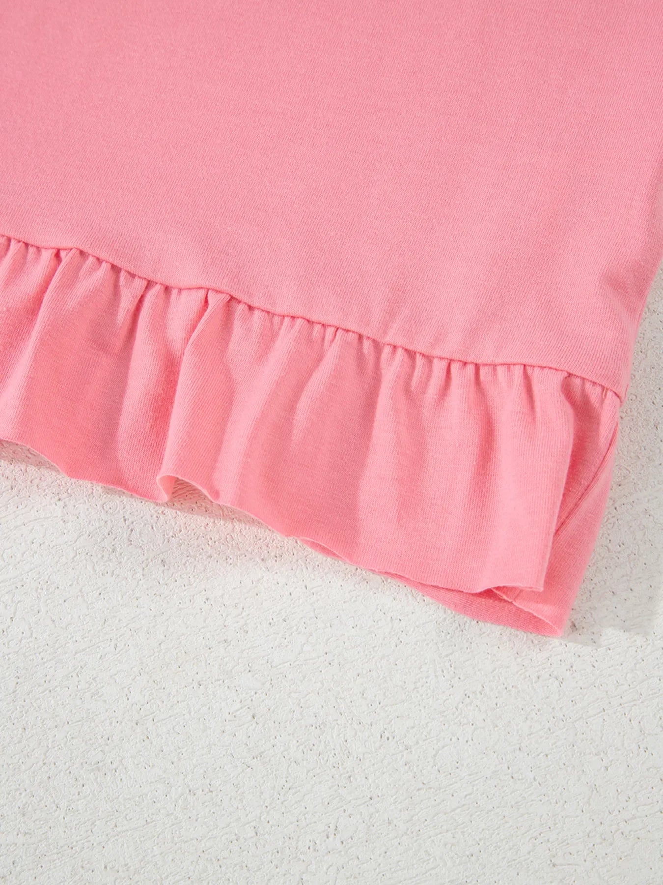 Relaxed Fit Round Neck Ruffle Hem T Shirt With Stretch - Southern Shores Clothing