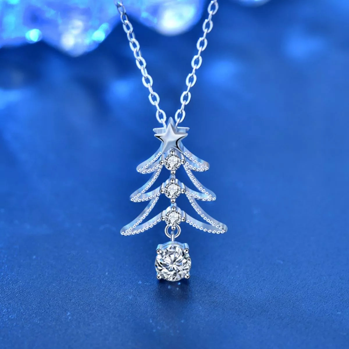 Southern Shores 925 Sterling Silver Moissanite Christmas Tree Pendant