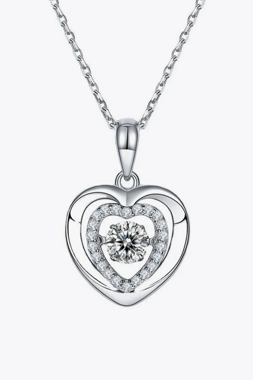 Moissanite Heart Pendant Necklace Sterling Silver - Southern Shores Clothing