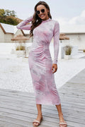 Tie Dye Mock Neck Long Sleeve Dress - Southern Shores Clothing
