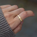 Sterling Silver Cross Ring With Box 18K Gold Plated