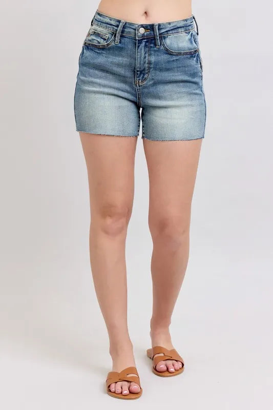 Southern Shores High Waist Star Seam Denim Shorts Plus Size