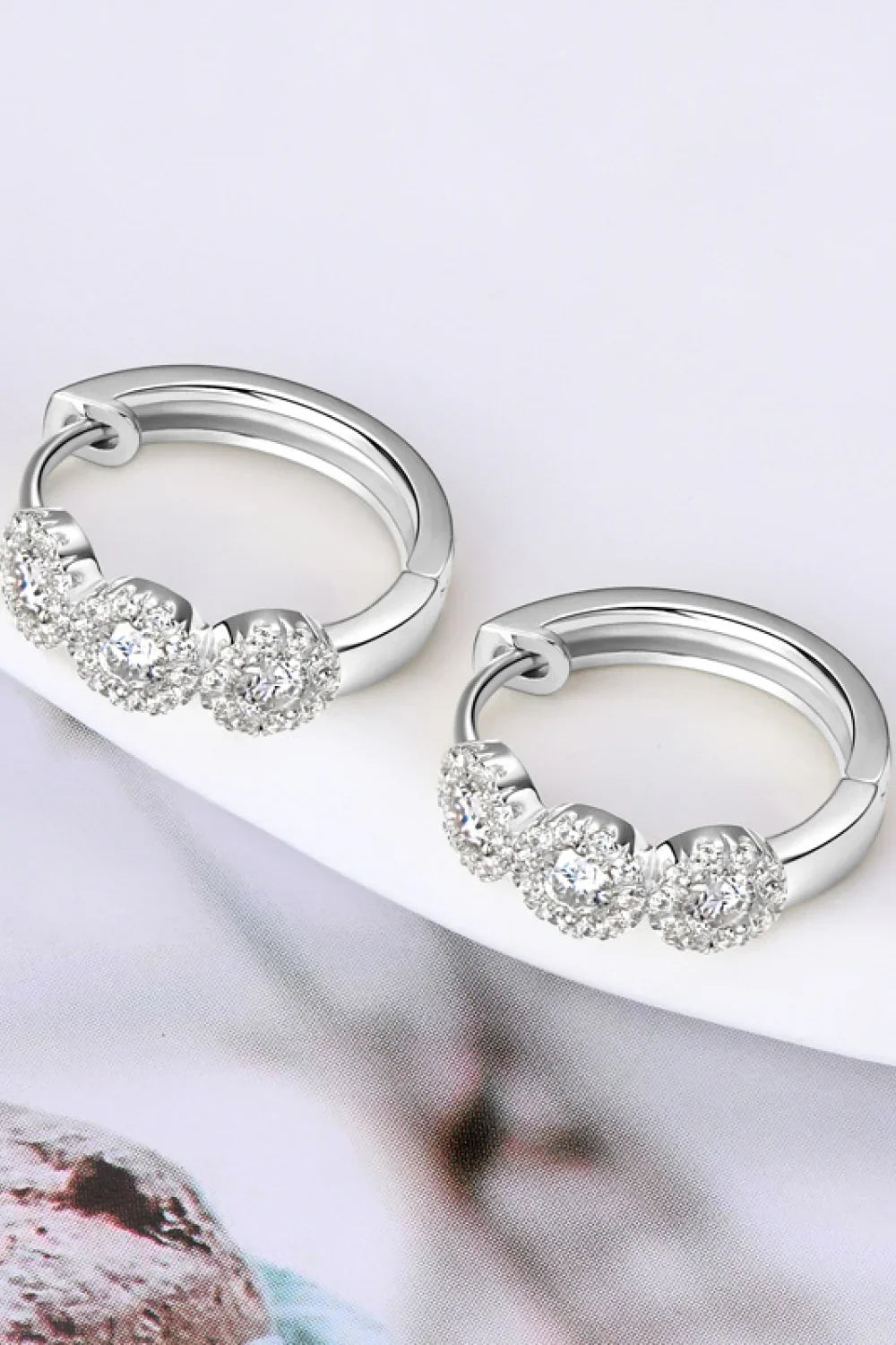 Minimalist Moissanite Sterling Silver Huggie Earrings - Southern Shores Clothing