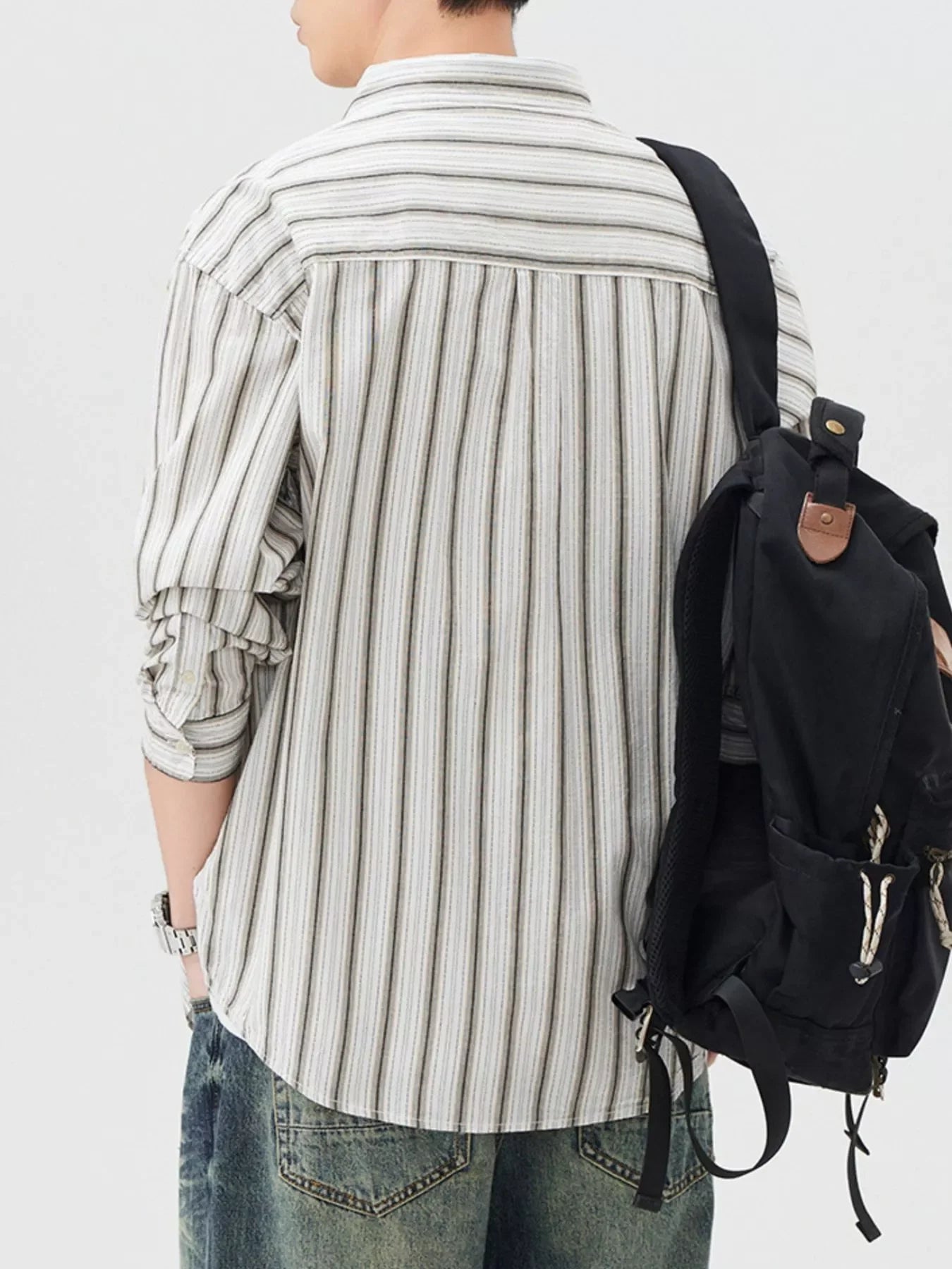 Oversized Striped Button Up Long Sleeve Cotton Shirt - Southern Shores Clothing