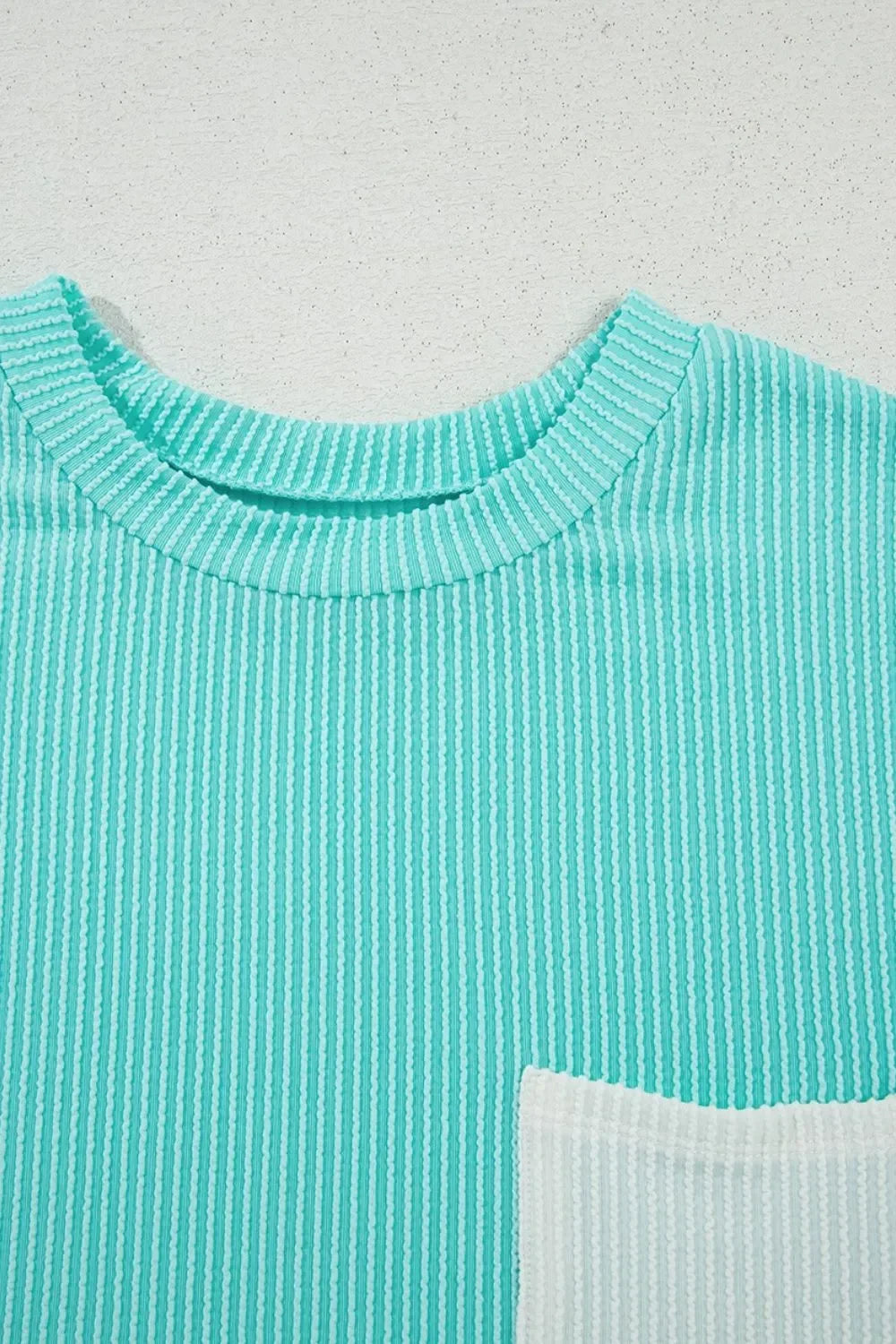 Corded Knit Pocketed Crew Neck T Shirt, Casual - Southern Shores Clothing
