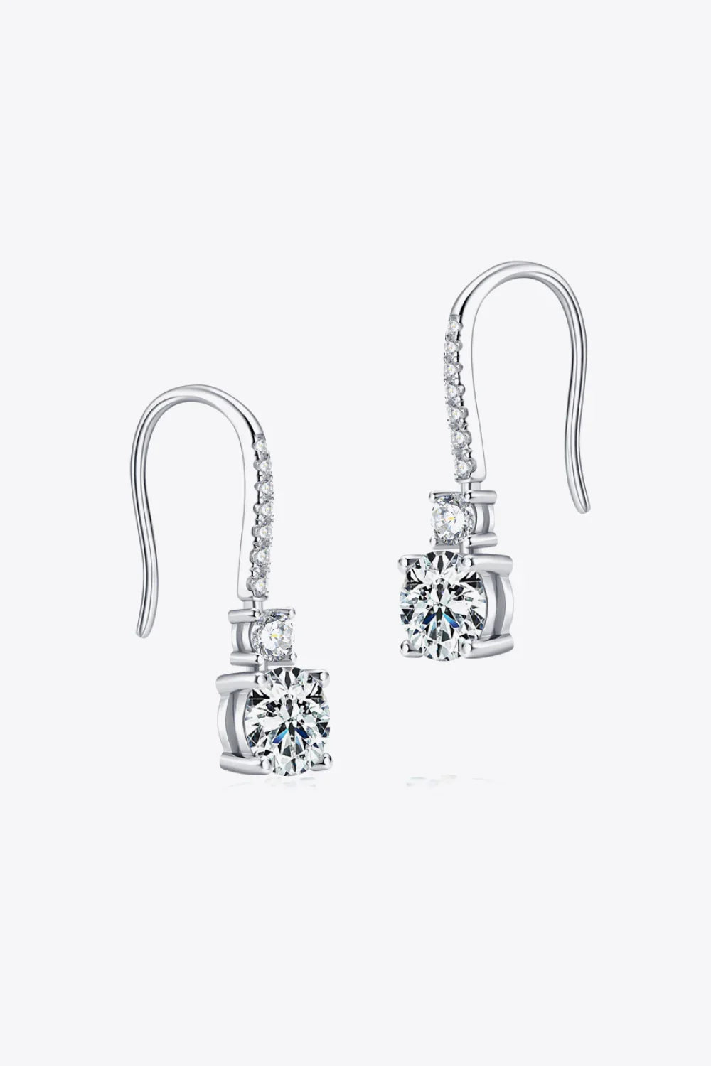 Moissanite Sterling Silver Drop Earrings Lever Back - Southern Shores Clothing