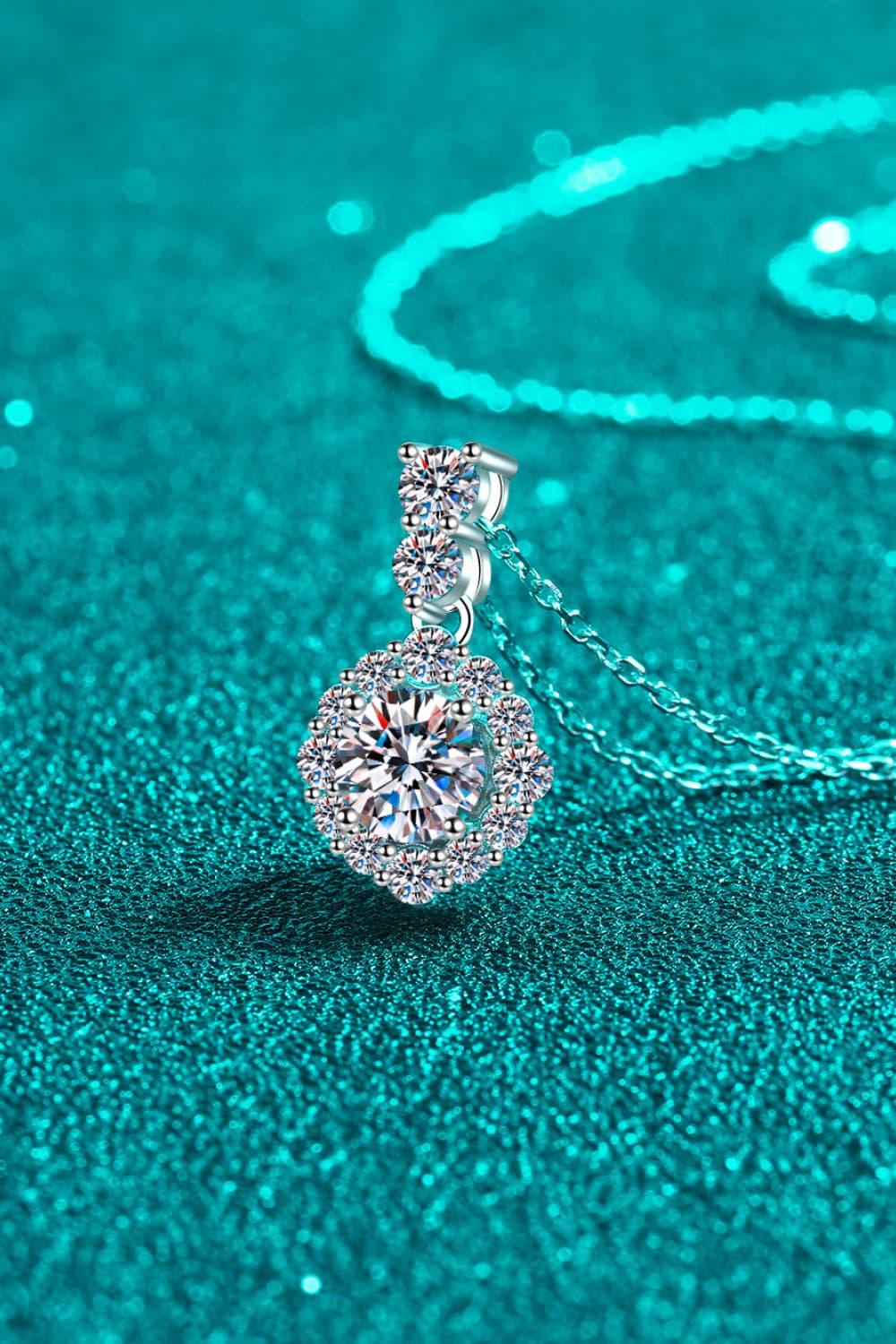1 Carat Moissanite Sterling Silver Necklace - Southern Shores Clothing