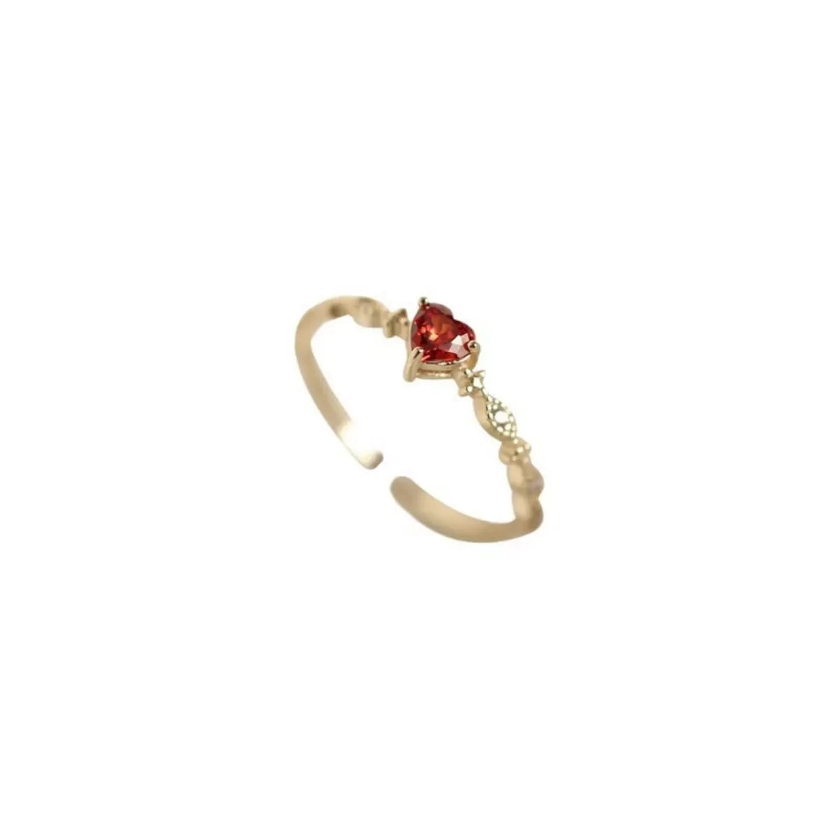Sterling Silver Gold Plated Heart Cut Zircon Open Ring - Southern Shores Clothing