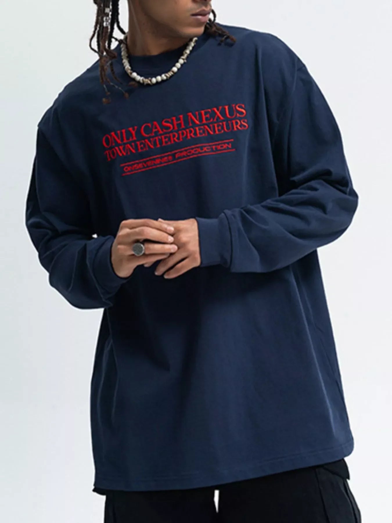 Letter Long Sleeve Stretch Tee Cotton Blend - Southern Shores Clothing